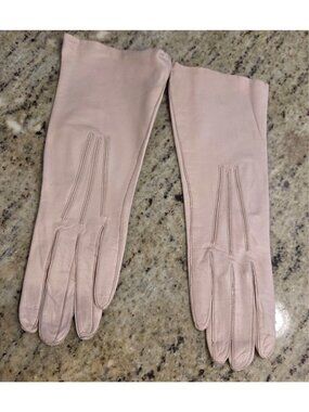 New! Vintage Women's Size XS S 6 1/4 Pink Leather Formal 10" Long Gloves...